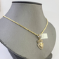 10k Gold Lion Head Real Diamond Charm and 2.5mm 24 Inch Rope ChainOn Sale