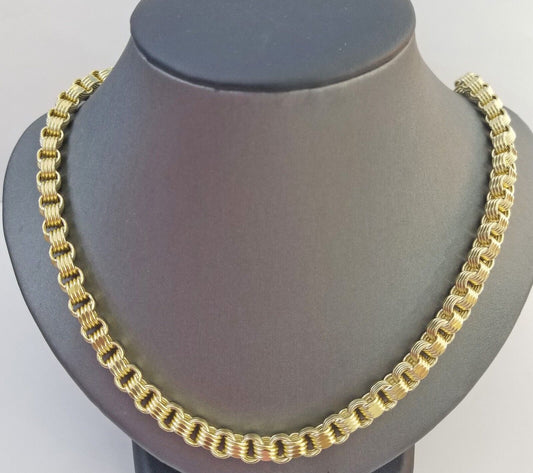 REAL 10k Yellow Gold Byzantine Chain Men's Necklace 6.5mm 24 Inch, 10kt gold