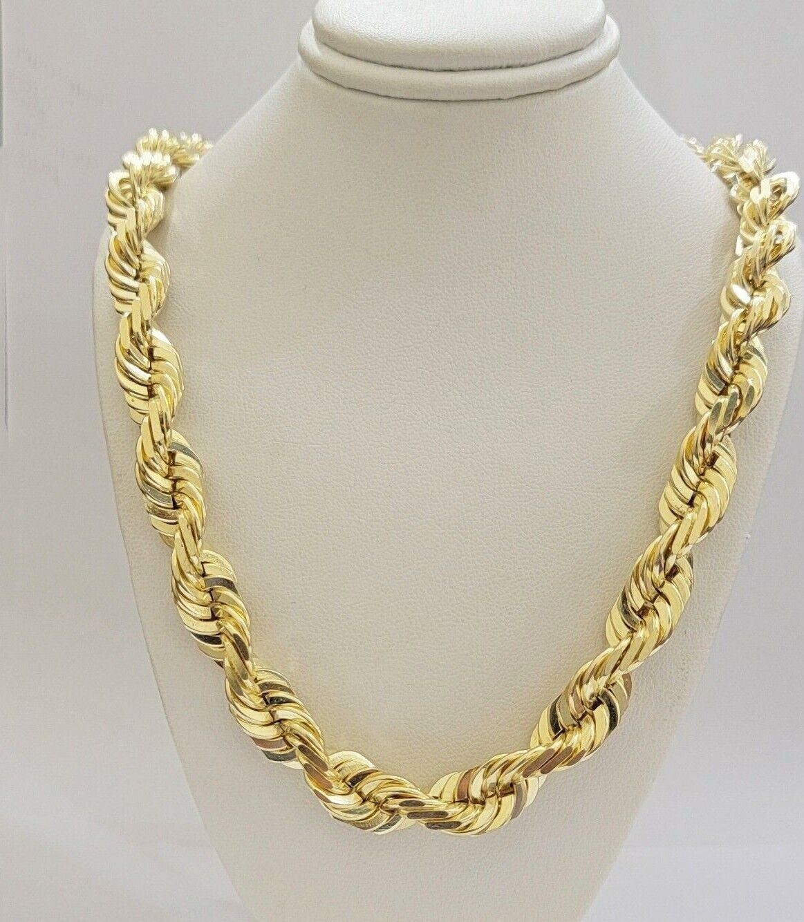 10k 14mm Solid Yellow Gold Rope Chain Necklace 28" Inch Mens Thick & Heavy Shiny