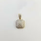 10K Yellow Gold 1/2 CT Real Diamond Pillow Charm 1"Inch Square 3D Dome Pendant