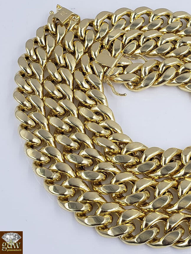 REAL 10k Gold Cuban Chain Necklace Yellow 15mm 30" Inch Box Clasp