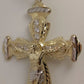 Real 10k Yellow Gold Jesus Crucifix Cross Charm Diamond Cut Pendant