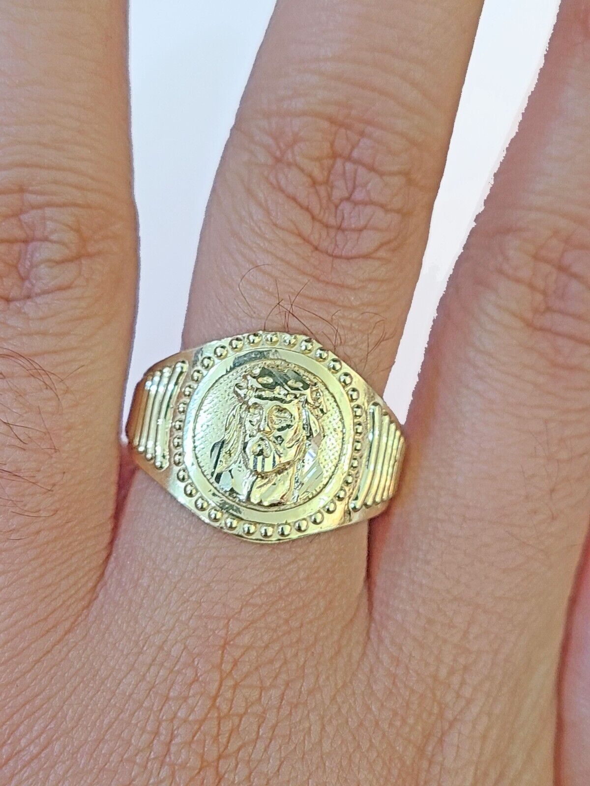 REAL 10K Yellow Gold Jesus Head Ring Band Style Rings Men Women – Gold ...