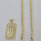 10K Yellow Gold Crown Pendent 4mm Rope Chain 18" 20" 22"24"26" Inch