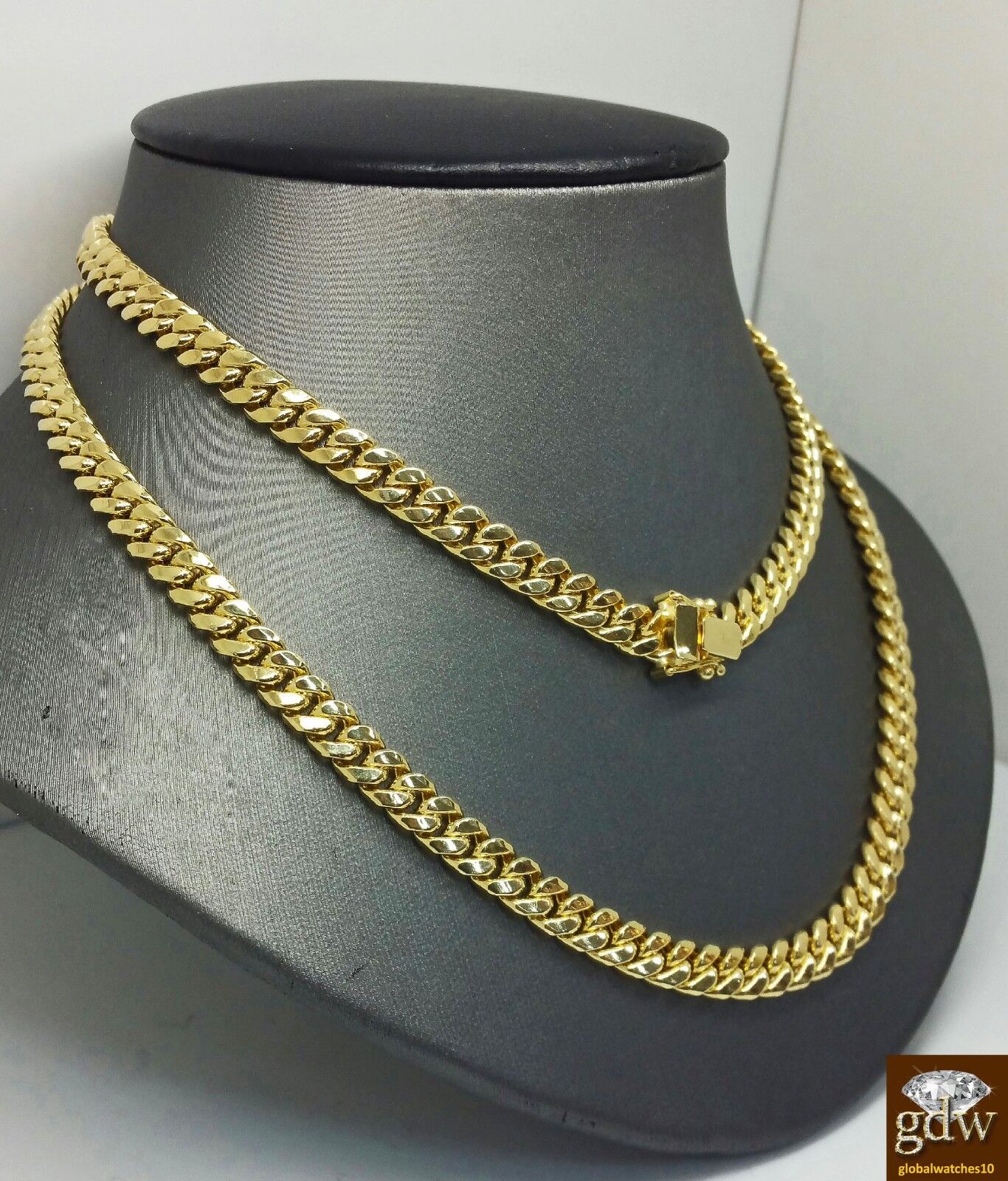 Real 14k Gold Chain Miami Cuban Link Necklace Men's 7mm 26 inch Box Lock 14kt