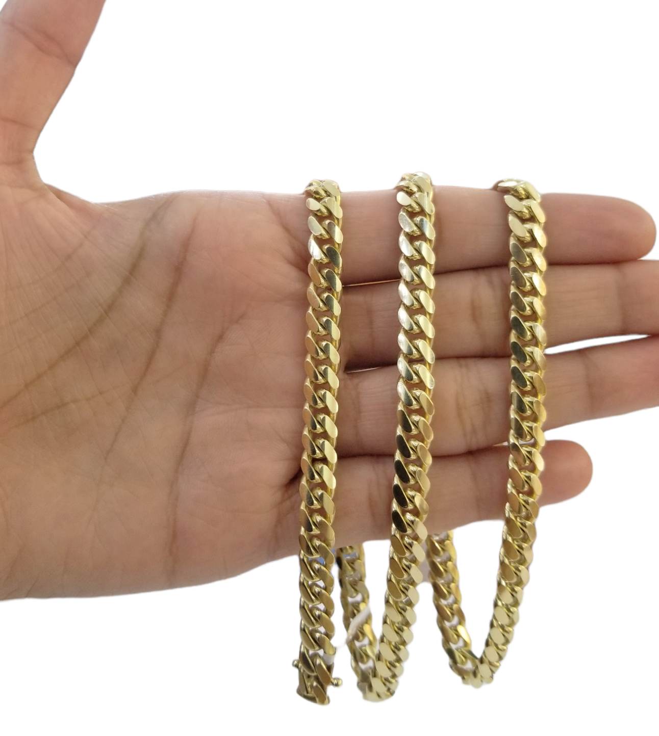 10K SOLID Yellow Gold Miami Cuban Link Chain 26 Inch 7mm Box Lock Necklace Real