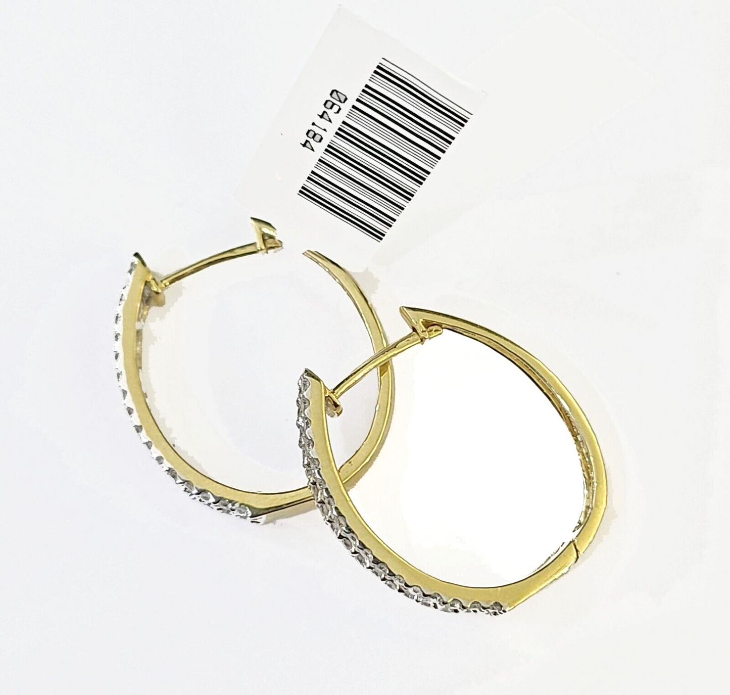 10k Yellow gold Hoops Earring with Real 1.00CT diamond , Women Hoops