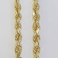 14K Yellow Gold 4mm Rope Chain 22 inch Diamond cut necklace Real 14KT