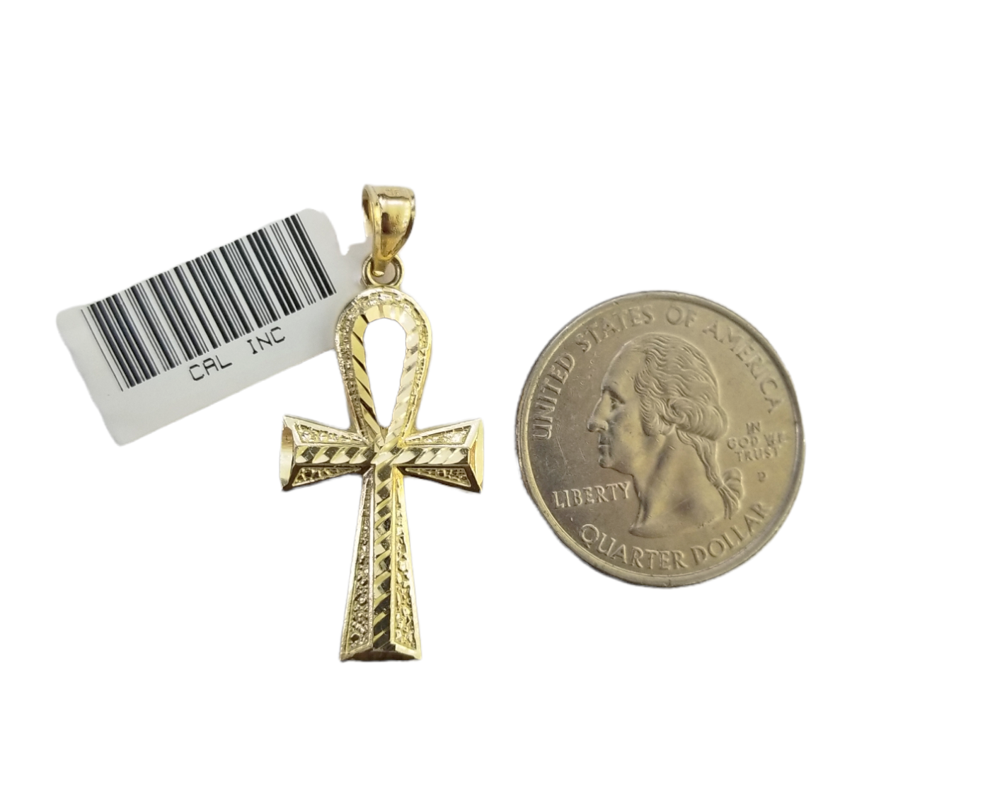 Real 10k Gold Ankh Cross Egyptian Symbol Pendent 2mm Franco Chain 18"-26" Inch