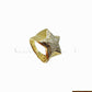 Real New 10k Yellow Gold Men's Star Shaped Casual Pinky Ring with Real Diamonds