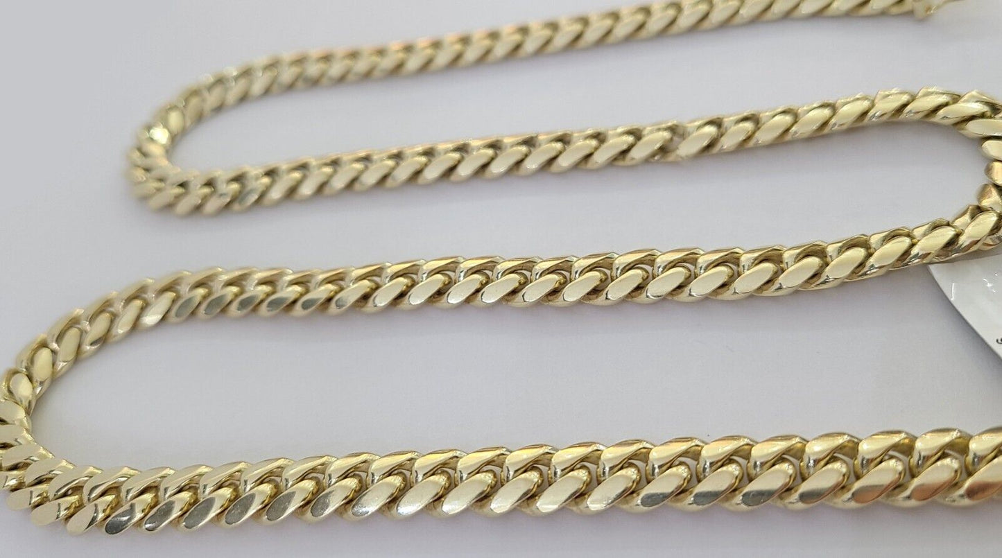 14K Solid Yellow Gold 9mm Miami Cuban Link Chain Necklace 24" Inch 14Kt