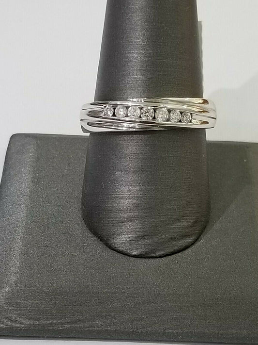 14k Gold 1/4CT Diamond Wedding Engagement Ring Band REAL 14 kt White Gold Men's