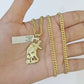 10k Yellow Gold Miami Cuban Chain & Praying Hands Cross Charm SET 3mm 22 Inches