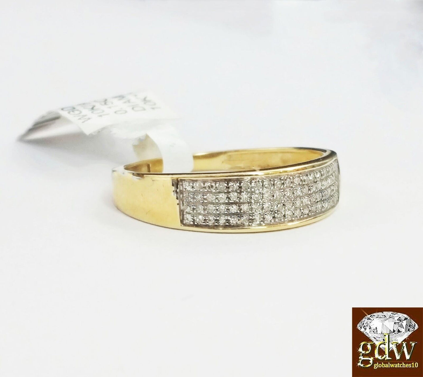 Real 10k Yellow Gold Men Wedding Engagement Ring Band Real Diamonds Round Cut