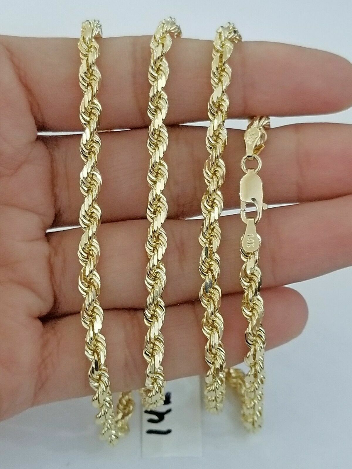 10k Gold Rope Chain 2-8mm Necklace 16"-30" men women Diamond cut REAL 10k