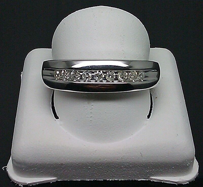 Real 10K White Gold Real 1/4CT Diamond Mens Band Ring Wedding Anniversary