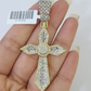 10k Yellow Gold Diamond Jesus Cross Charm Pendant Genuine Diamond Real