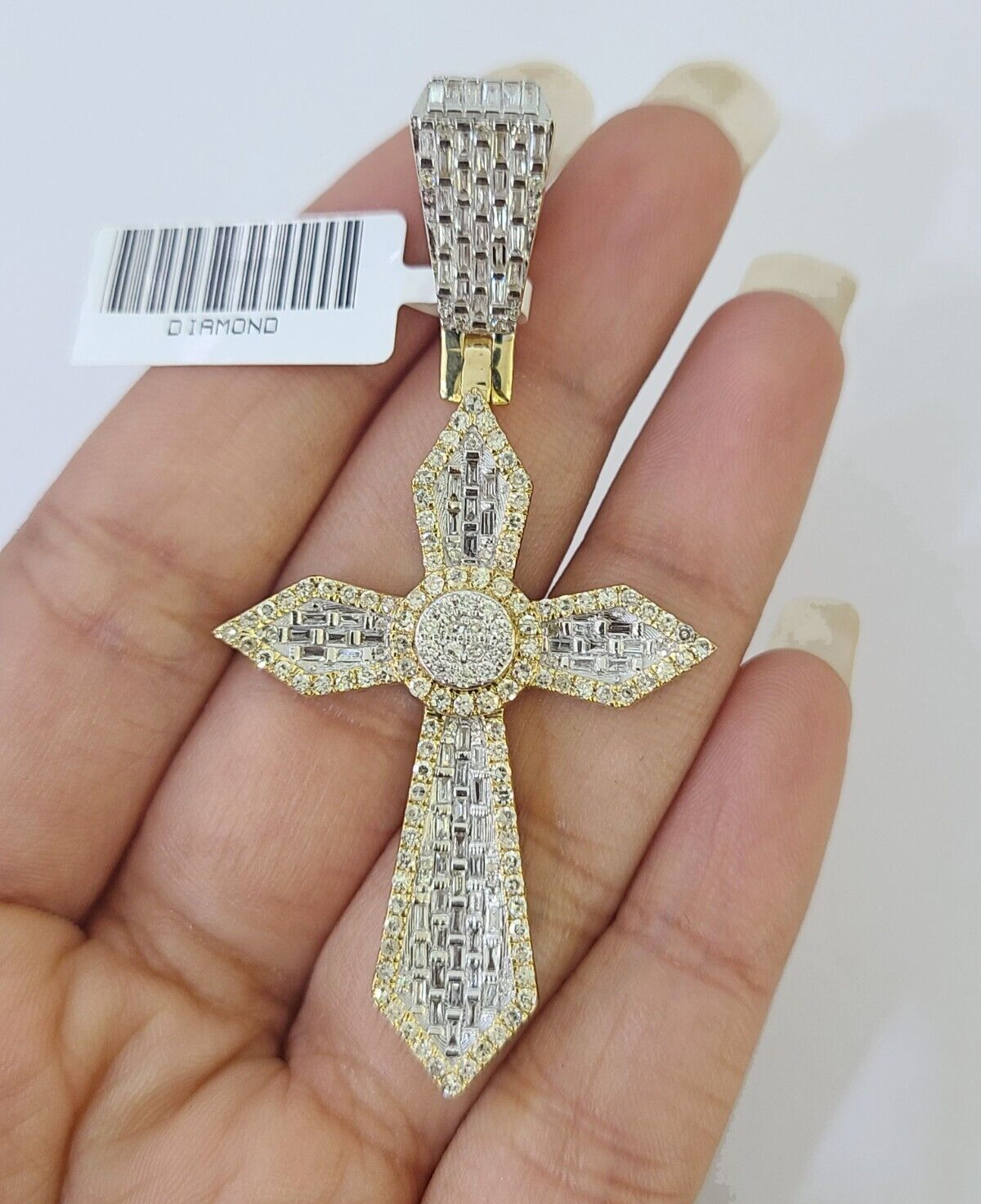 10k Yellow Gold Diamond Jesus Cross Charm Pendant Genuine Diamond Real