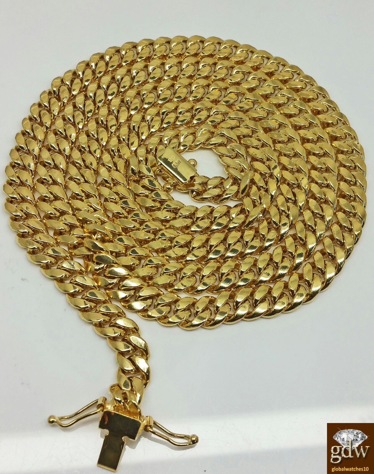 Real 14k Gold Chain Miami Cuban Link Necklace Men's 7mm 26 inch Box Lock 14kt