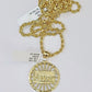 10k Gold Rope Chain & Last Supper Charm Pendent SET 3mm 22 Inches Necklace