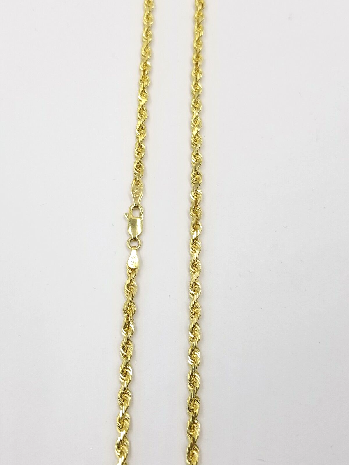 Real 18k Solid Yellow Gold Rope Chain 2mm Diamond Cut 18" Inches Lobster Lock