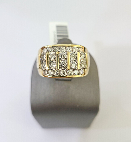 Real 10k Yellow Gold White Diamond Mens Ring Genuine Natural Creation