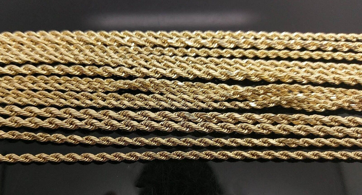 Real 10k Gold Rope Chain Necklace 2.5mm 16" 18" 20" 22" 24" 26 28"