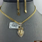 10k Gold & Diamond Lion's Head Charm with 26" Inch Miami Cuban Chain  Men Real