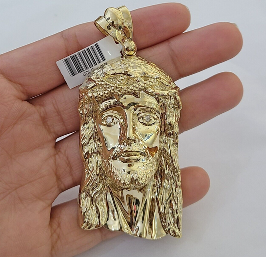 Real 14k Yellow Gold Jesus Head Charm Pendant 3"Inch Jesus face 14kt Charm Gold