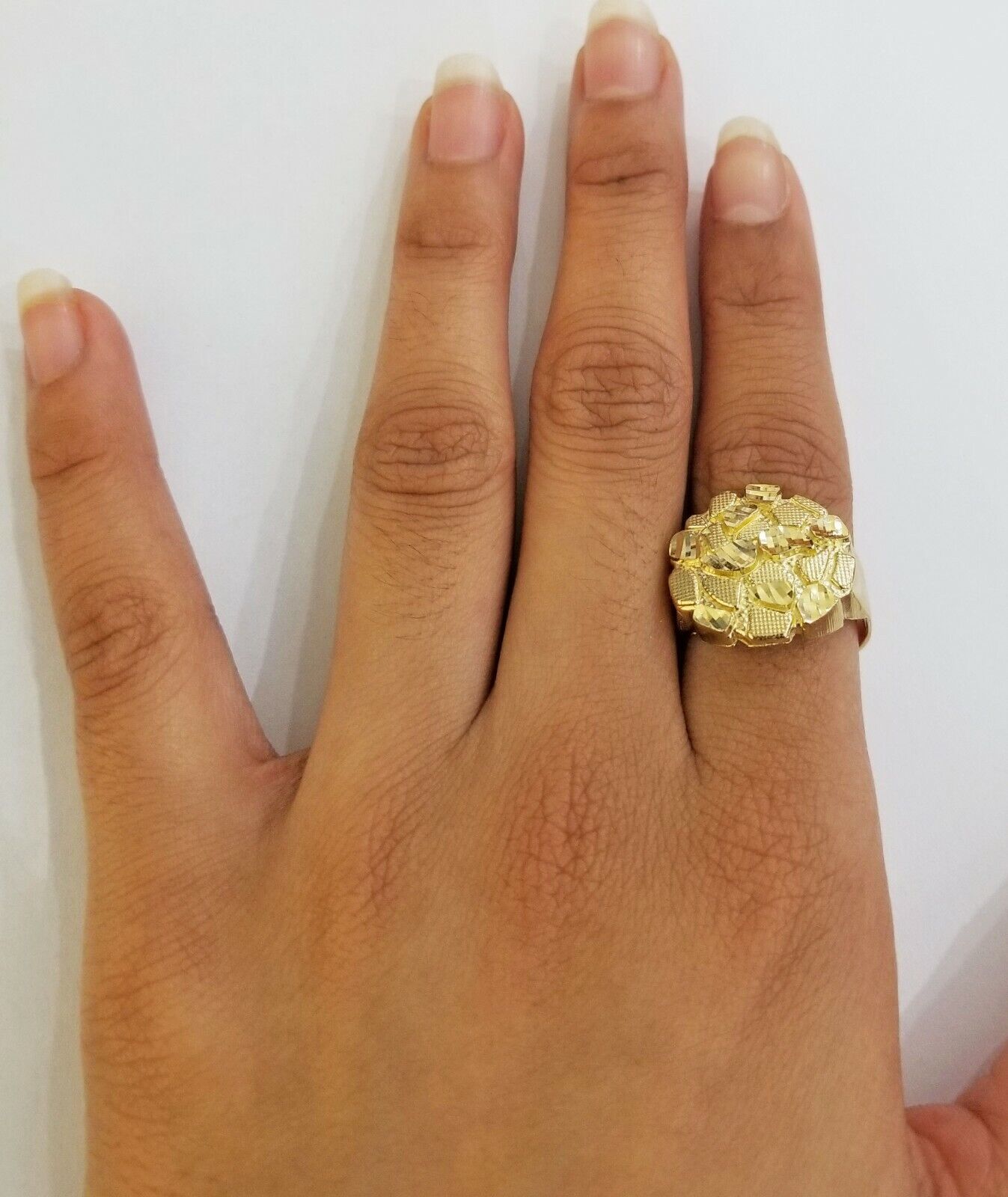 10k yellow Gold Nugget Men Ring Sizable