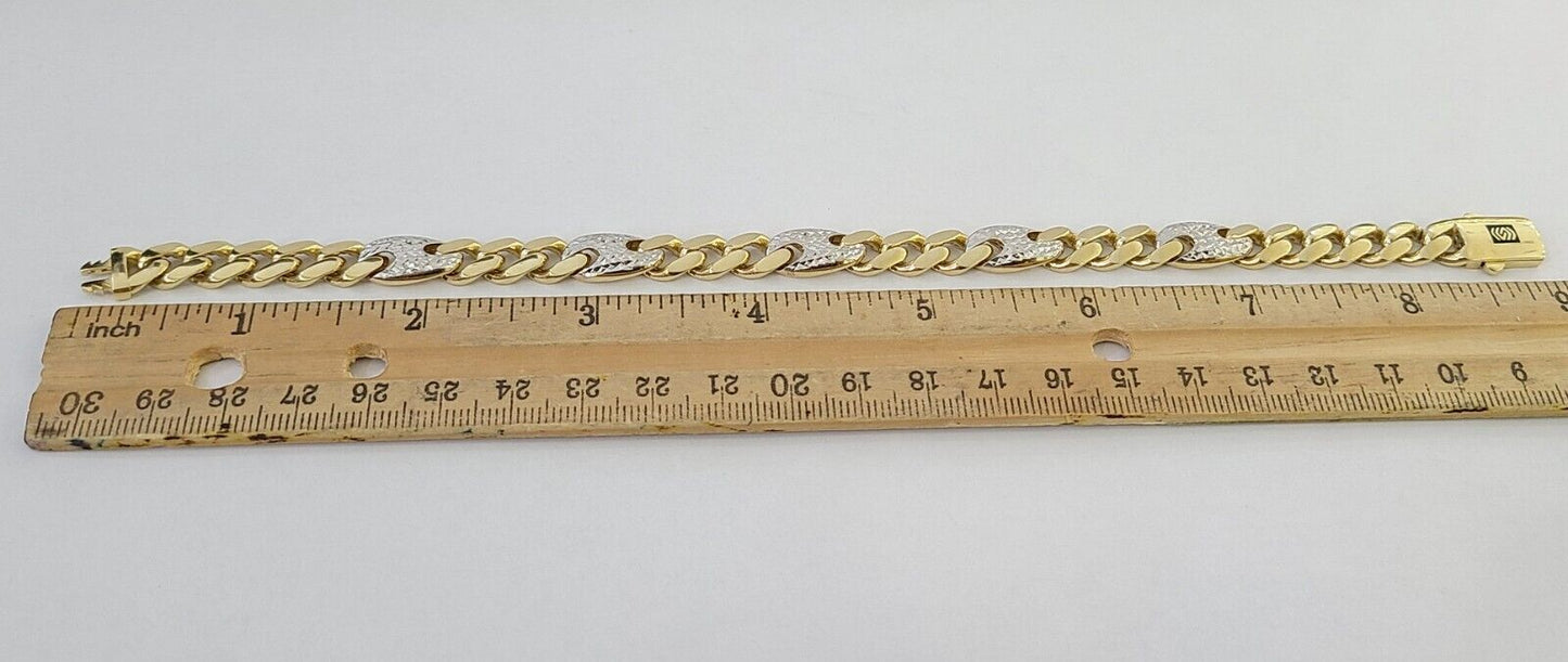 10k Yellow Gold Miami Cuban Link Bracelet 8.5 Inch Anchor Mariner 12mm Gold