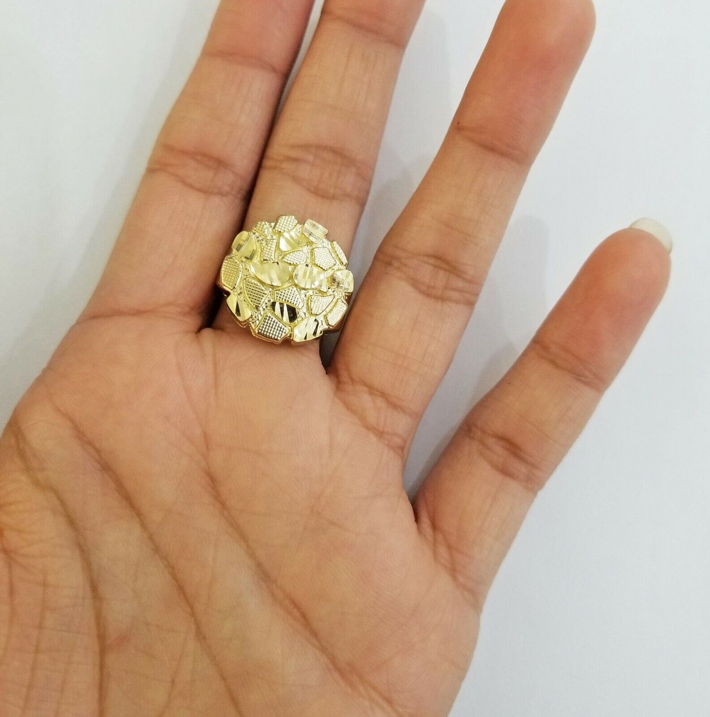 10k yellow Gold Nugget Men Ring Sizable