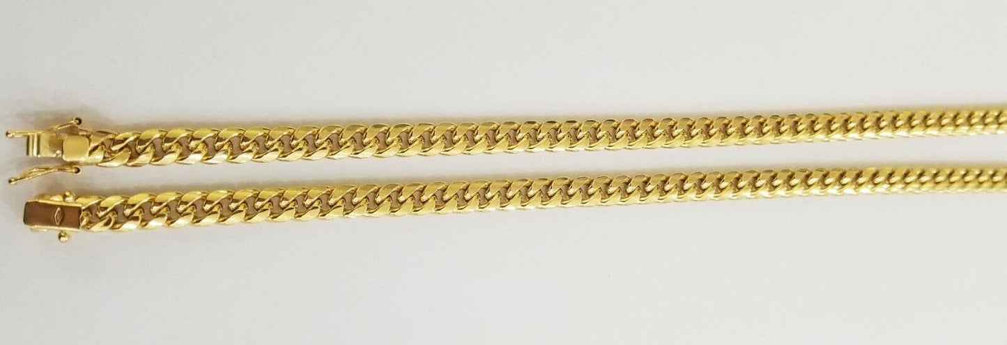 Real 10k Yellow Gold chain Miami Cuban Link necklace 6mm Mens 10kt 22" Box Lock