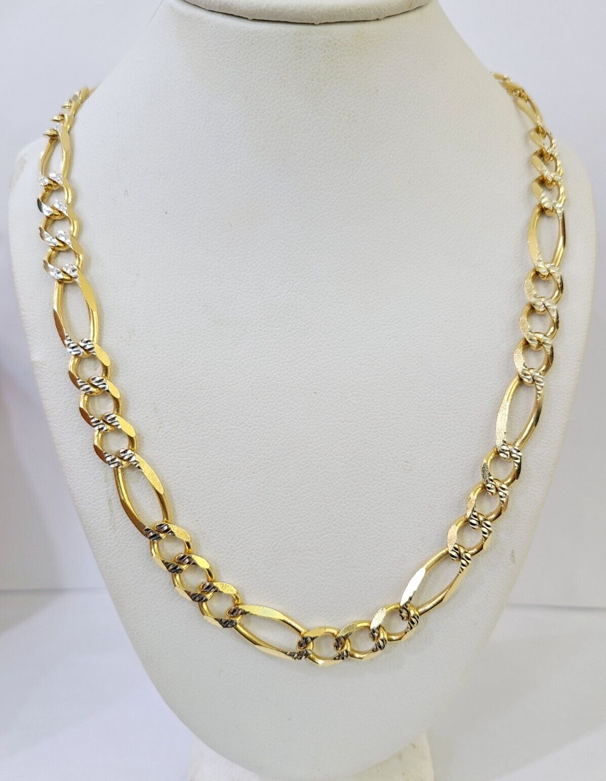 Real 10k Solid Yellow Gold Figaro Link Chain 8mm 22 Inch Diamond Cut Necklace