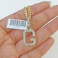 10k Gold Genuine Diamond "G" Initial Pendent with 20 Inch 3mm Miami Cuban Chain
