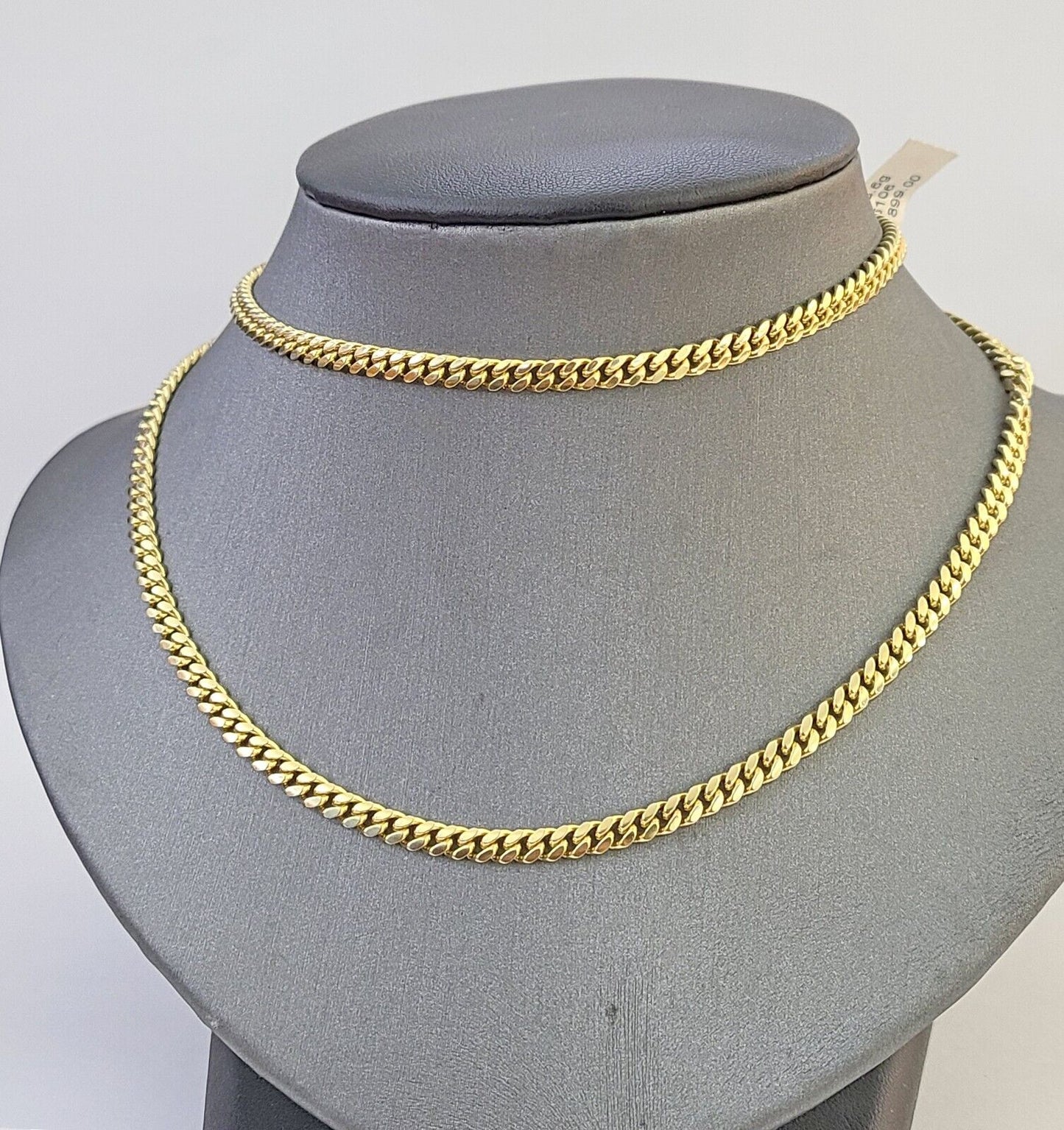 14K Solid Yellow Gold 4mm Miami Cuban Link Chain Necklace 26" Inch 14Kt