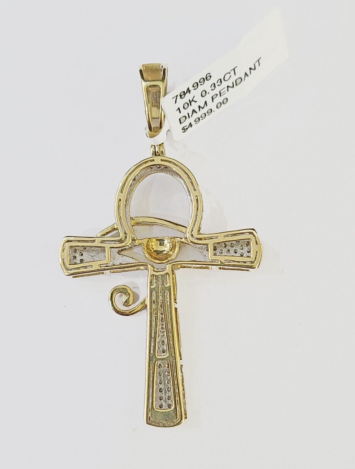 10k Ankh Cross with Eye Charm/Pendant Made With Yellow Gold And Diamonds 0.33 CT