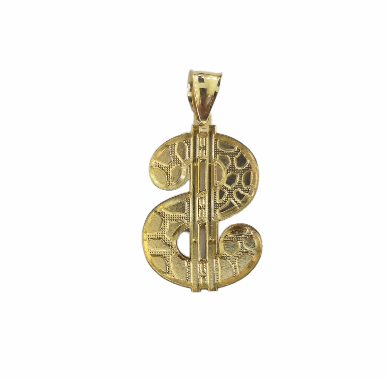 10k Yellow Gold Dollar Sign Charm Pendent 4mm Palm Chain 22" Inch Necklace