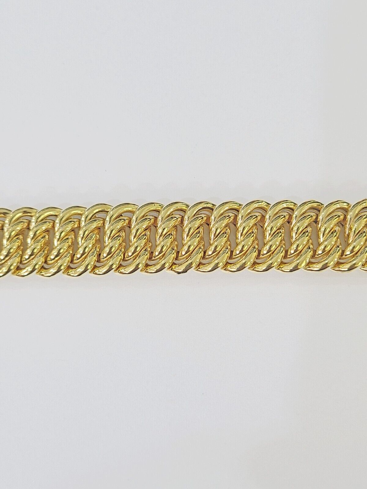 14K Yellow Gold Flat Byzantine Link Bracelet 16mm 7.5" inch Real Genuine