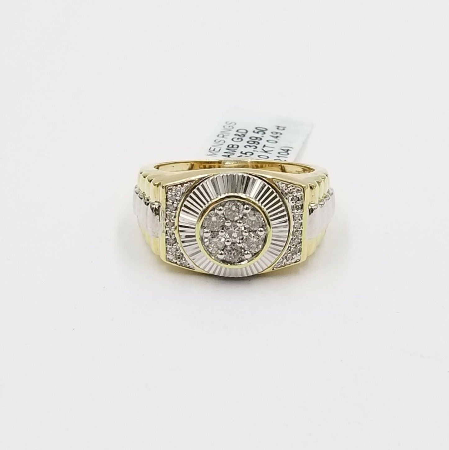 Mens Ring 10K Yellow White Gold 1/2CT Diamond Band REAL GOLD DIAMOND Sizable ,10