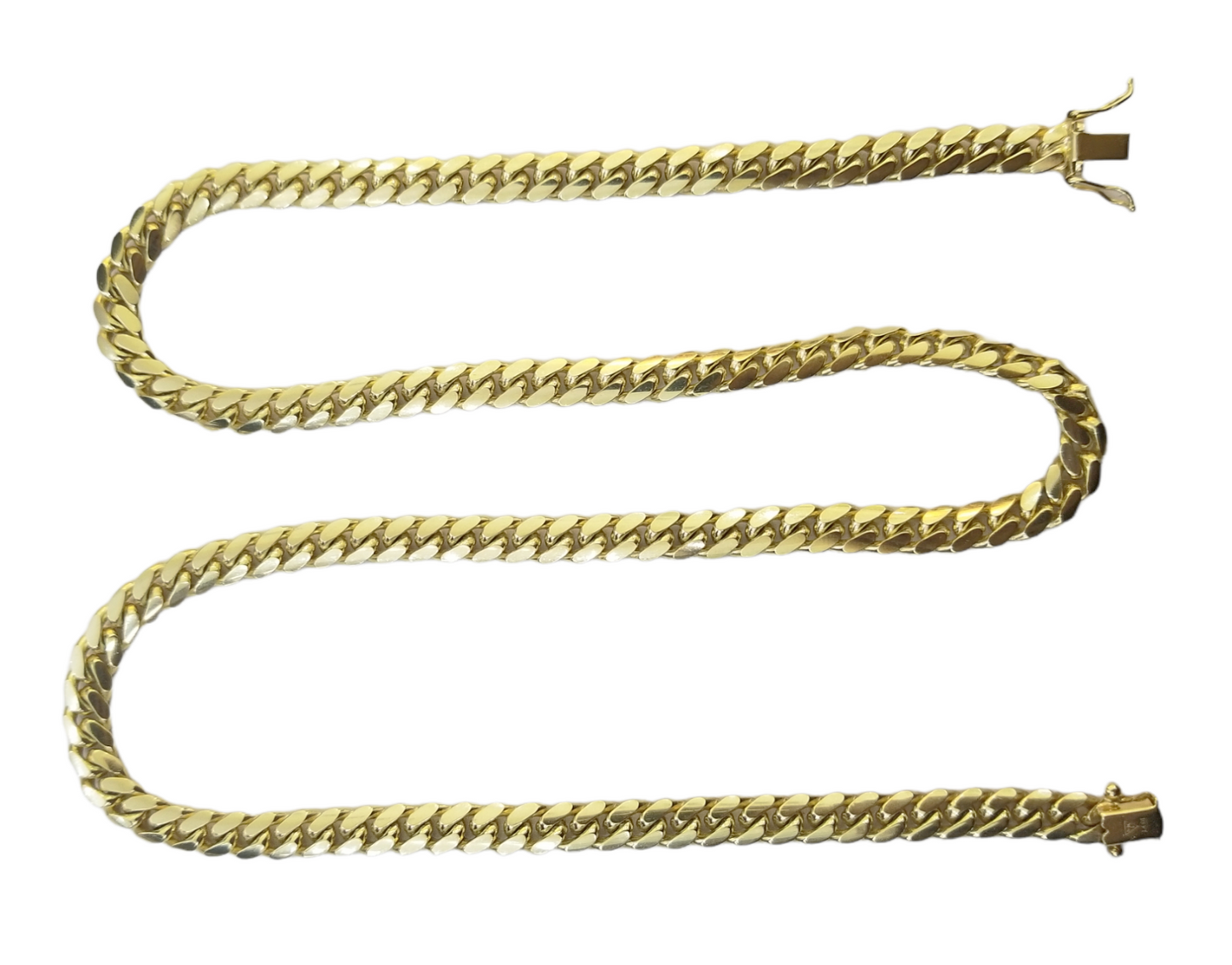 10K SOLID Yellow Gold Miami Cuban Link Chain 26 Inch 7mm Box Lock Necklace Real