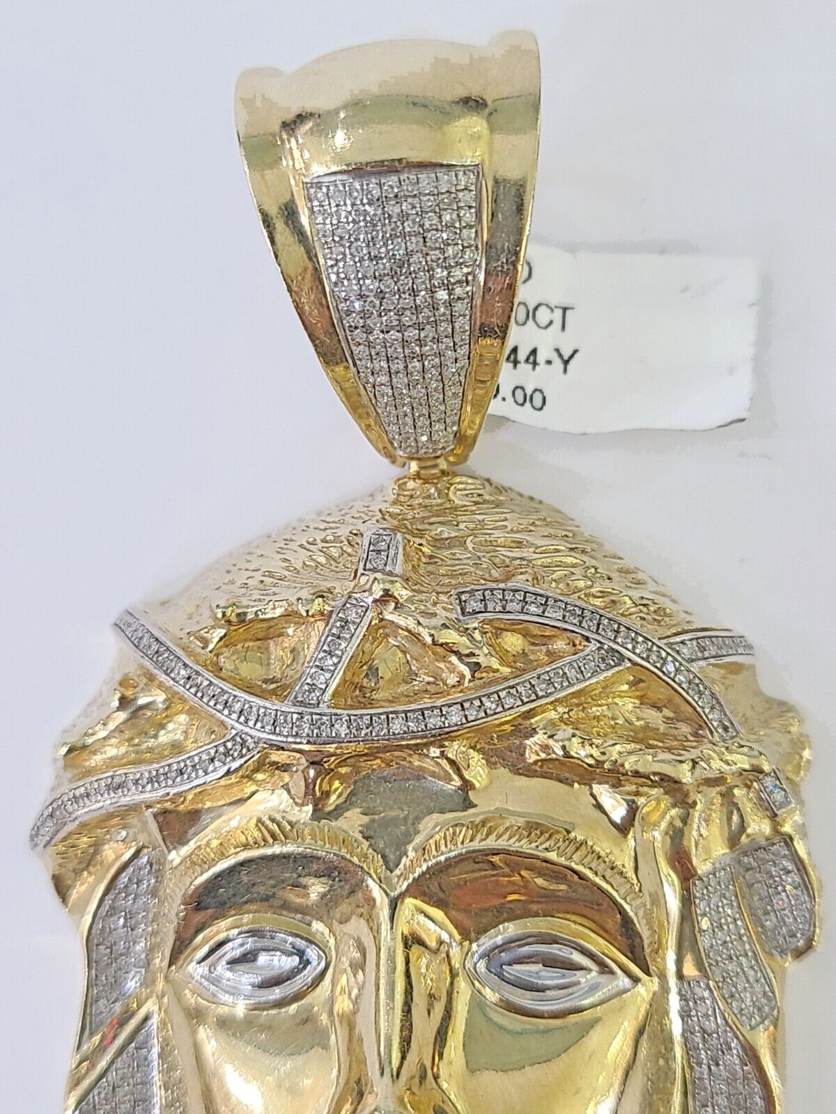 Real 10K Diamond Jesus Head Charm Yellow Gold Pendant Genuine Real