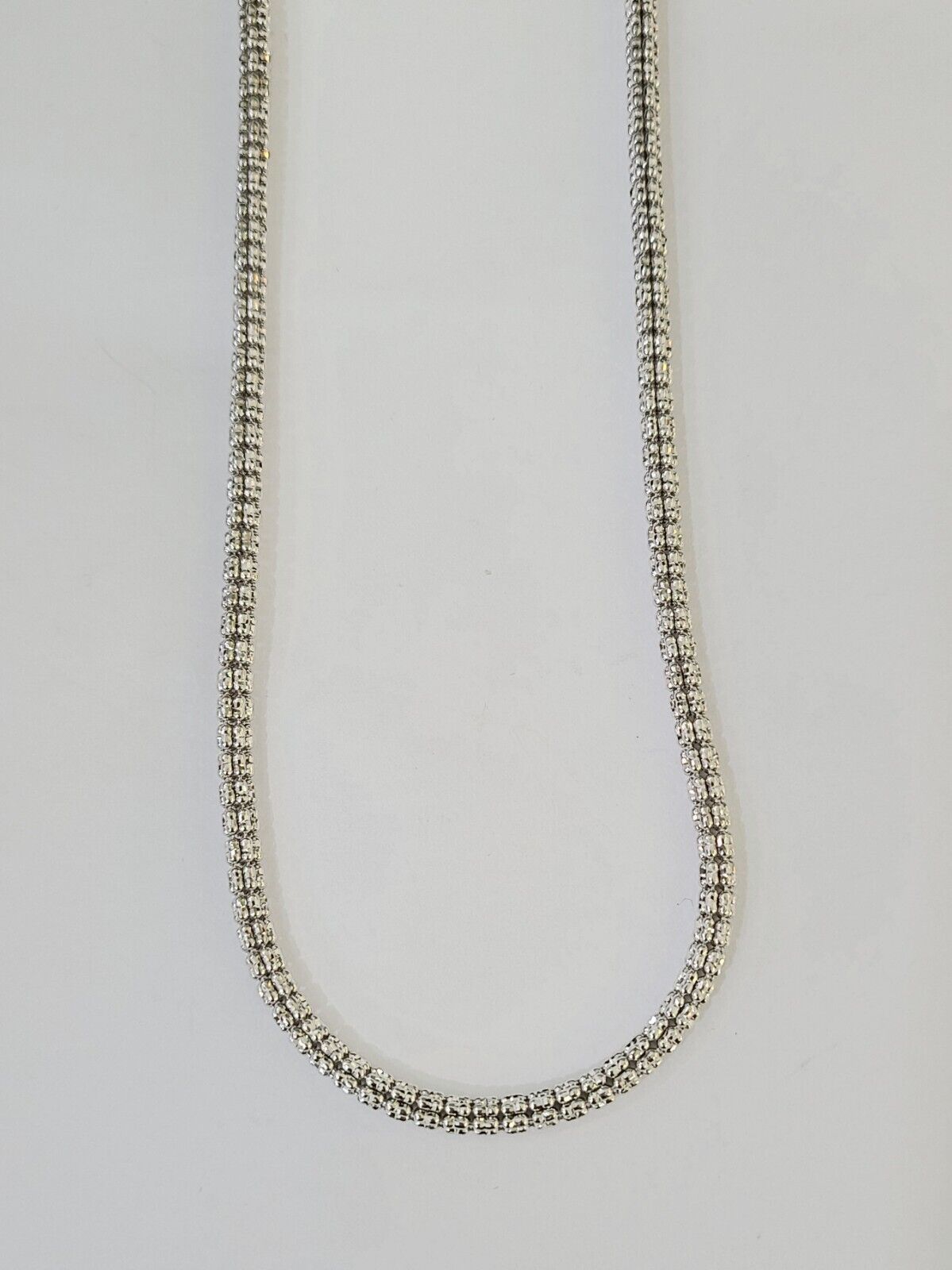 Real 10k Iced Bead Chain White Gold 4mm 24" Necklace Men Women Real Genuine