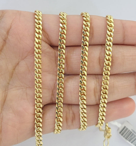 14K Solid Yellow Gold 4mm Miami Cuban Link Chain Necklace 26" Inch 14Kt