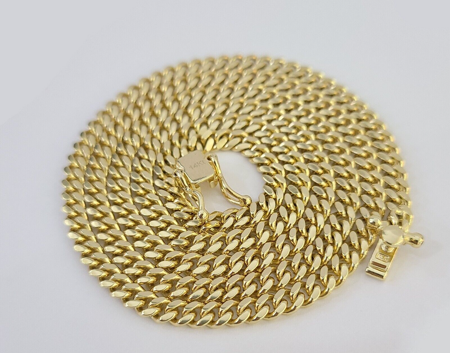 14K Solid Yellow Gold 4mm Miami Cuban Link Chain Necklace 26" Inch 14Kt