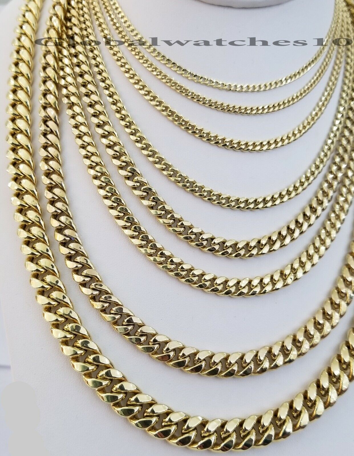 10k Gold Miami Cuban Chain Necklace & Bracelet 2MM-9MM link 7-30" Real 10kt Gold