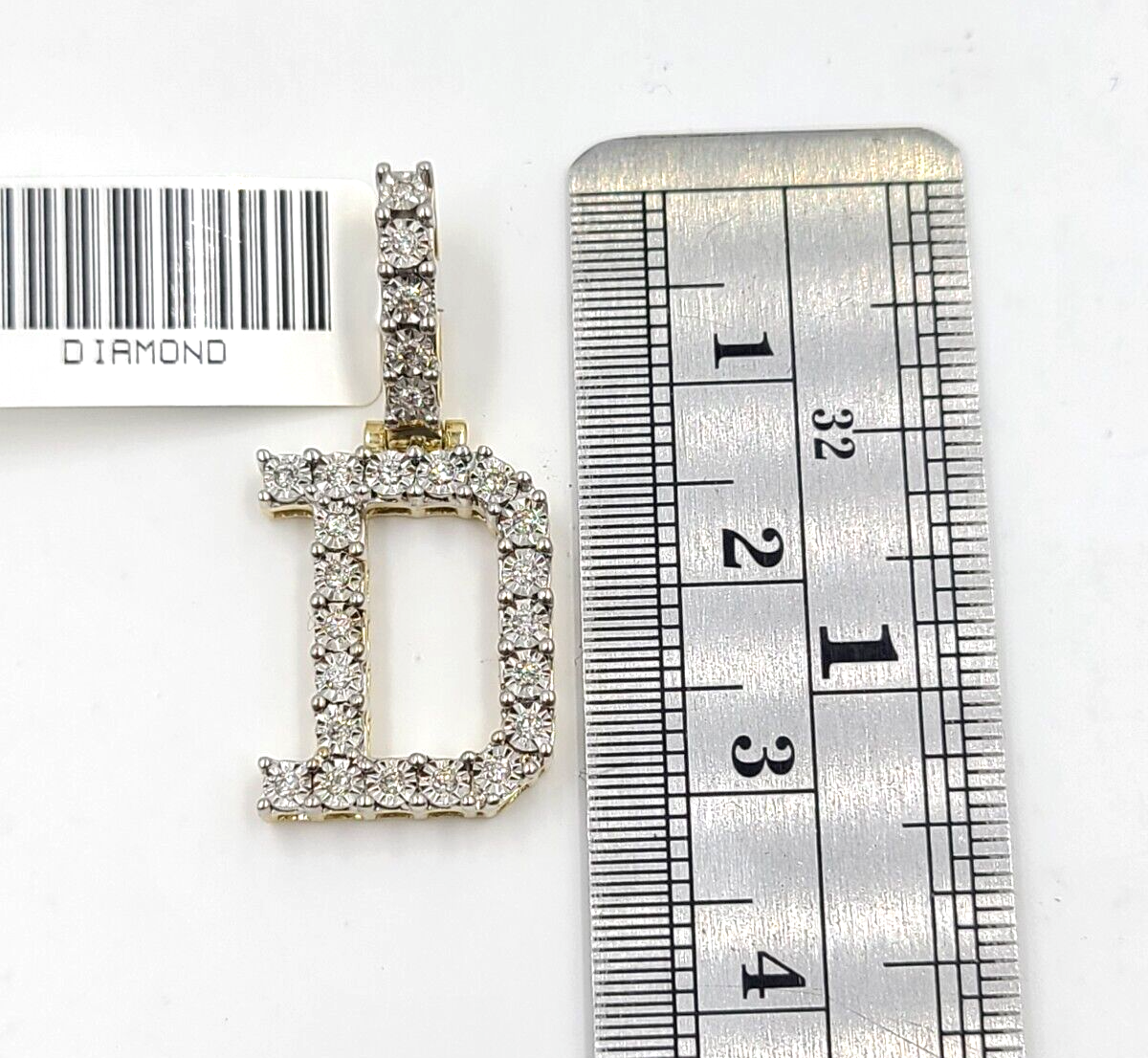 Real 10k Gold & Diamond Letter "D" Initial Alphabet Charm/Pendant 1.25".