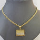 Real 10k Gold Last Supper Charm Chain Miami Cuban Link Necklace 4mm 24 Inch SET