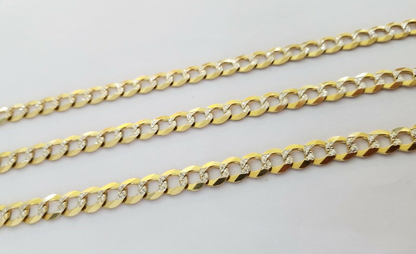 Solid REAL Yellow Gold 10k Cuban Curb Link necklace 8mm gold chain w diamond cut