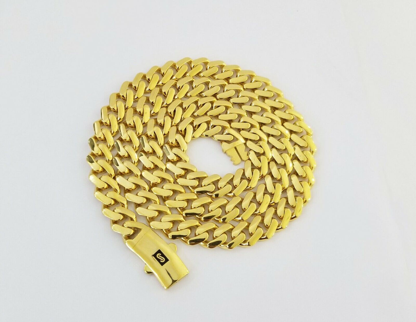 Real 10k Cuban Link Royal Monaco Chain necklace 9mm 26" inch Box Clasp 10kt Gold